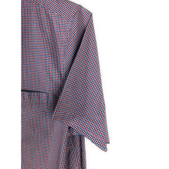 Foundry Men's 2XLT Short Sleeve Button Up Red Blue Check Cotton Blend Shirt A21 - Picture 3 of 4